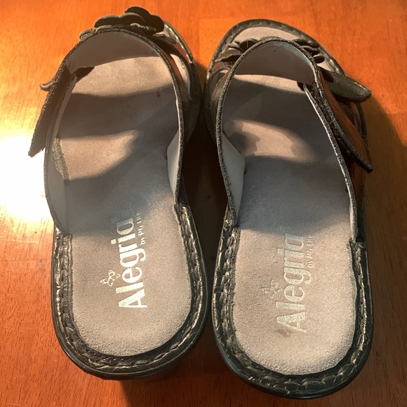 Black Leather Alegria Sandals - Picture 4 of 5